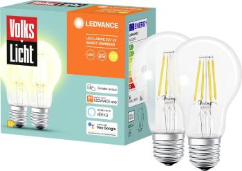 LEDVANCE SMART + En.trieda 2021: E (A - G) AC32941 - 2er SMART+ BT FILAMENT CLASSIC DIMMABLE CLA60  E27 6 W teplá biela