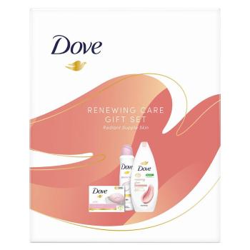 DOVE Renewing Glow Sprchový gél 250 ml + Antiperspirant 150 ml Powder Soft + tableta 90 g Pink Vianočný balíček pre ženu