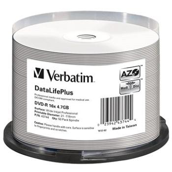 VERBATIM DVD-R DataLifePlus 4.7 GB, 16×, printable, spindle 50 ks (43744)
