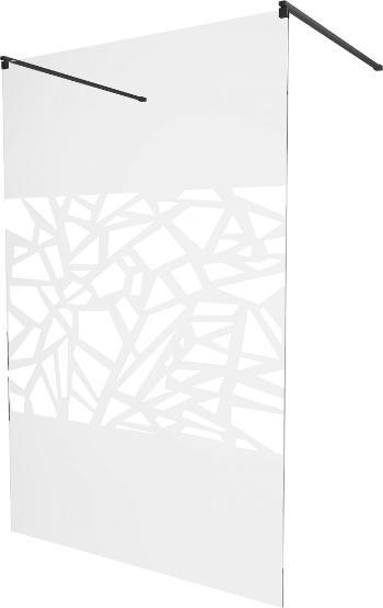 MEXEN/S - KIOTO samostatne stojaca sprchová zástena 100 x 200 cm, transparent/biela vzor 8 mm, čierna 800-100-002-70-85