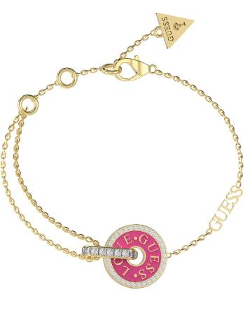 Guess Fashion pozlátený náramok so zirkónmi Love Guess JUBB04078JWYGFC 18,5 cm