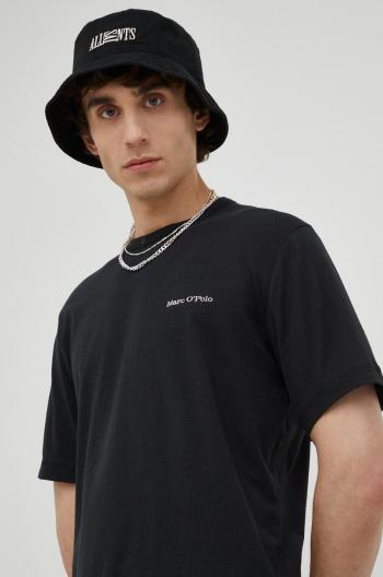 Bavlnené tričko Marc O'Polo čierna farba, s nášivkou