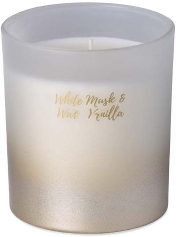 Emocio sklo 80x90 mm s plechovým víčkem vonná svíčka, v dárkové krabičce White Musk & Warm Vanilla