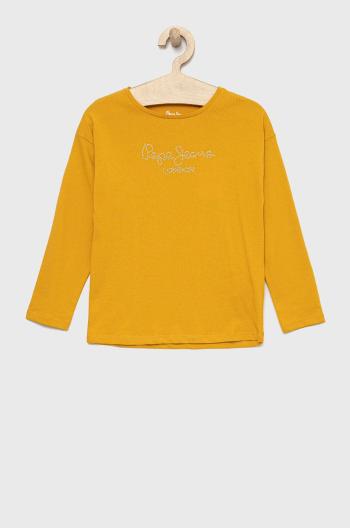 Detská bavlnená košeľa s dlhým rukávom Pepe Jeans žltá farba,
