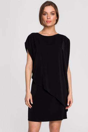 Čierne asymetrické šaty S262