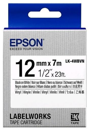 Epson LabelWorks LK-4WBVN C53S654041 12mm x 7m, čierna tlač / biely podklad, vinylová, originálna páska