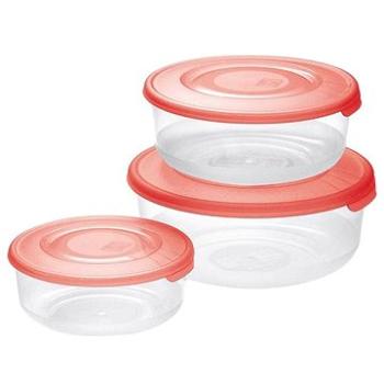 Tontarelli Dóza na potraviny 3 ks okrúhla transparentná červená (9040669551K20)