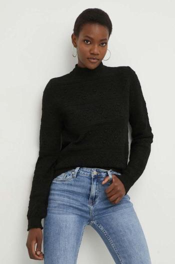 Vlnený sveter Answear Lab dámsky, čierna farba, tenký, s polorolákom