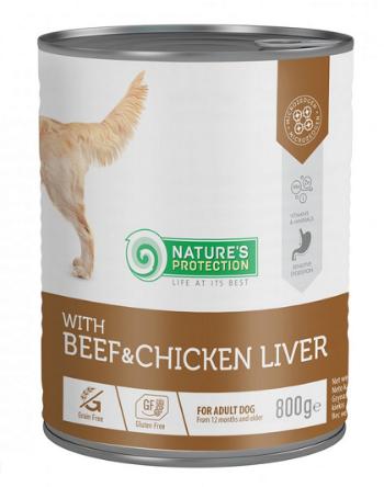 Natures Protection KONZERVA dog adult Beaf & Chicken liver 800g