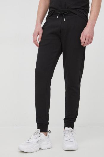 Bavlnené nohavice BOSS pánske, čierna farba, jednofarebné