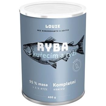 Louie Kompletné krmivo – ryba s kuracím (95 %) s ryžou (5 %) 400 g (8595174345528)