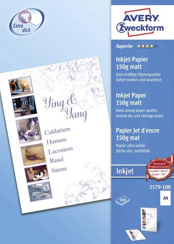 Avery-Zweckform Superior Inkjet Paper 2579-100  papier do atramentovej tlačiarne A4 150 g/m² 100 listov biela