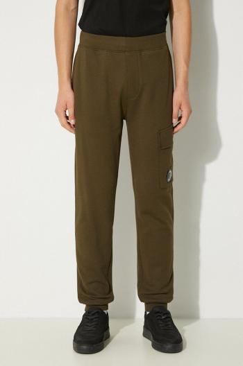 Bavlnené tepláky C.P. Company Diagonal Raised Fleece Cargo Sweatpants zelená farba, jednofarebné, 17CMSP017A005086W