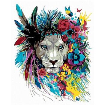 Maľovanie podľa čísel – Lev s čelenkou a kvetmi (HRAmal00440nad)