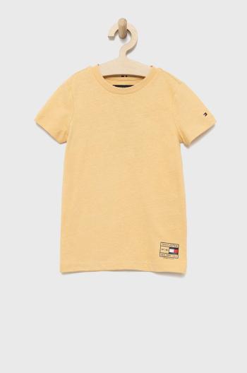 Detské bavlnené tričko Tommy Hilfiger žltá farba, jednofarebný