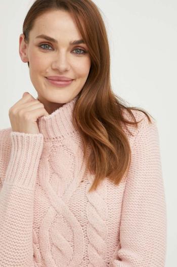 Vlnený sveter Answear Lab dámsky, ružová farba, s polorolákom