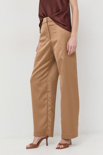 Nohavice BOSS dámske, béžová farba, široké, vysoký pás