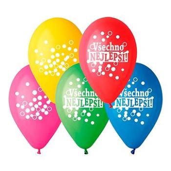 Nafukovacie balóniky, 30 cm, všetko najlepšie, mix farieb, 5 ks (8595681501028)