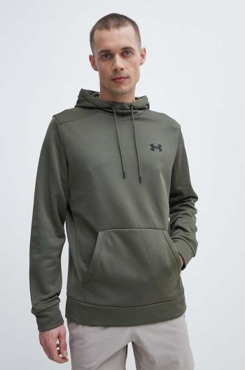 Tepláková mikina Under Armour zelená farba, s kapucňou, jednofarebná, 1373353