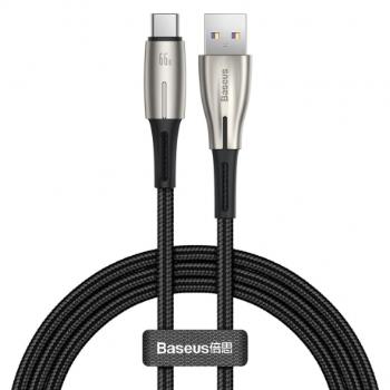 Baseus Water Drop-shaped kábel USB / USB-C 66W 6A 1m, čierny (CATSD-M01)
