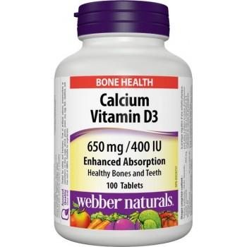 Webber Naturals Calcium + D3 650 mg FORTE 100 tabliet