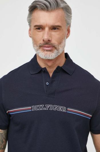 Bavlnené polo tričko Tommy Hilfiger tmavomodrá farba,s potlačou,MW0MW34769