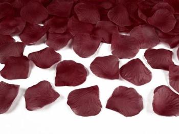 Okvetné lístky ruží textilné - tmavočervené / bordové 100 ks - xPartydeco