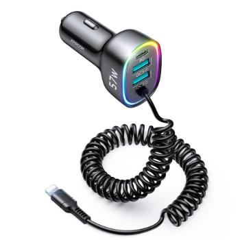 Joyroom JR-CL20 autonabíjačka 2x USB / USB-C 57W + Lightning, čierna (JR-CL20)