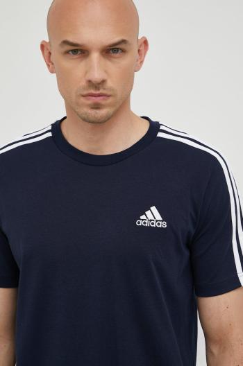 Bavlnené tričko adidas tmavomodrá farba, jednofarebné