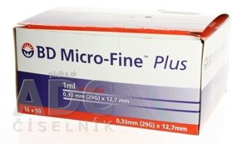 BD Micro fine inzulínova striekačka U-100 s integrovanou ihlou 29G objem 1 ml 10 x 10 ks