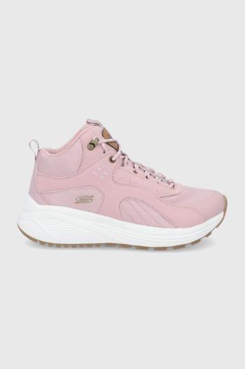 Topánky Skechers ružová farba, na platforme