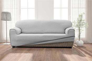 Poťah na sedačku obojstranný elastický, Irpin, šedý štvorkreslo - š. 220 - 260 cm