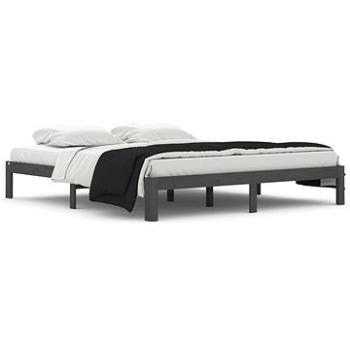 Rám postele sivý masívne drevo 180 × 200 cm Super King, 810382
