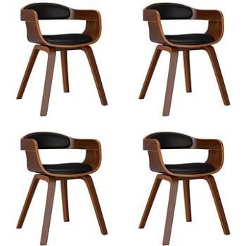 Jedálenské stoličky 4 ks čierne ohýbané drevo a umelá koža, 3092383