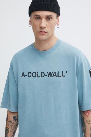 Bavlnené tričko A-COLD-WALL* Overdye Logo T-Shirt pánske, s potlačou, ACWMTS186