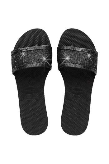 Šľapky Havaianas YOU ANGRA GLITTER dámske, čierna farba, 4148294.0090