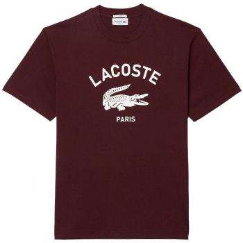 Lacoste  Signature Print Cotton T-Shirt Bordeaux  Tričká a polokošele