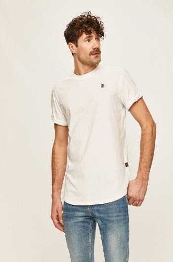Bavlnené tričko G-Star Raw biela farba, jednofarebné