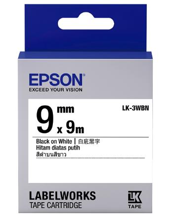 Epson LabelWorks LK-3WBN C53S653003 9mm x 9m, čierna tlač / biely podklad, originálna páska