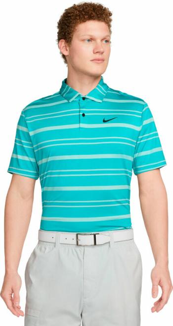 Nike  Dri-Fit Tour Mens Striped Golf Polo Teal Nebula/Jade Ice/Black L