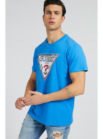 Guess modré pánske tričko Triesley Triangle Logo