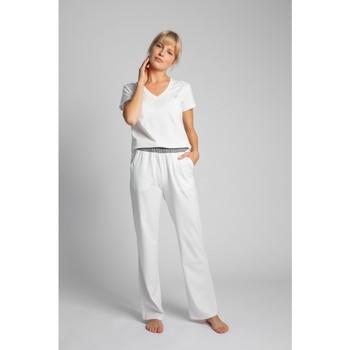 Lalupa  Nohavice LA016 Bavlnené pyžamové nohavice - ecru  viacfarebny