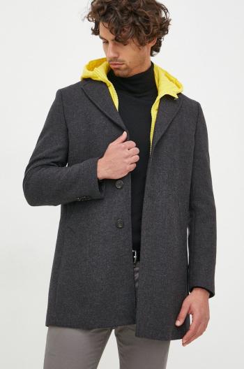 Vlnený kabát Manuel Ritz šedá farba, prechodný,