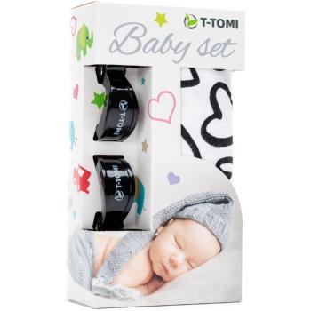 T-TOMI Baby Set Black Hearts darčeková sada pre deti 3 ks