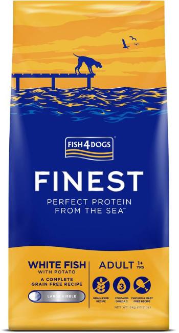 FISH4DOGS Granule veľké pre dospelých psov Finest biela ryba so zemiakmi 6kg, 1+