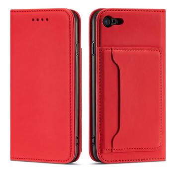 MG Magnet Card knižkové kožené puzdro na iPhone 7 / 8 / SE 2022 / SE 2020, červené