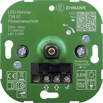 Ehmann 3900x0700 stmievač pod omietku Vhodné pre svietidlo: energeticky úsporná žiarovka, LED žiarovka, halogénová žiaro