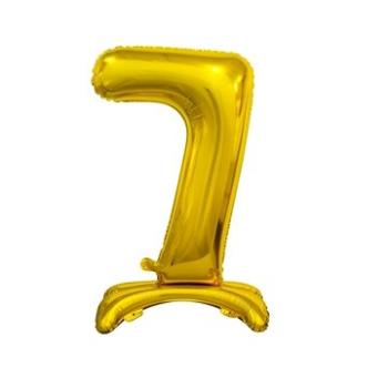 Balónik fóliový číslica zlatá na podstavci, 74 cm – 7 (5902973129625)