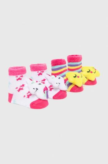 Ponožky pre bábätká Skechers 2-pak ružová farba
