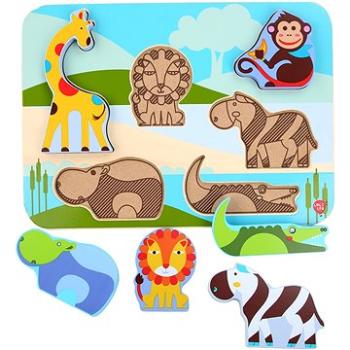 Lucy & Leo 224 Zvieratká zo safari – drevené vkladacie puzzle 7 dielov (4897059892245)